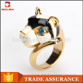 High quality newest jewelry wholesale China fashion enamel alloy rings gold plated animal design rings